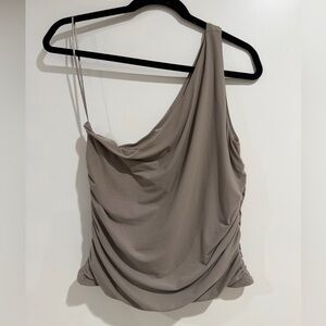 Abercrombie & Fitch Taupe Soft Matte One Shoulder Cinched Tank